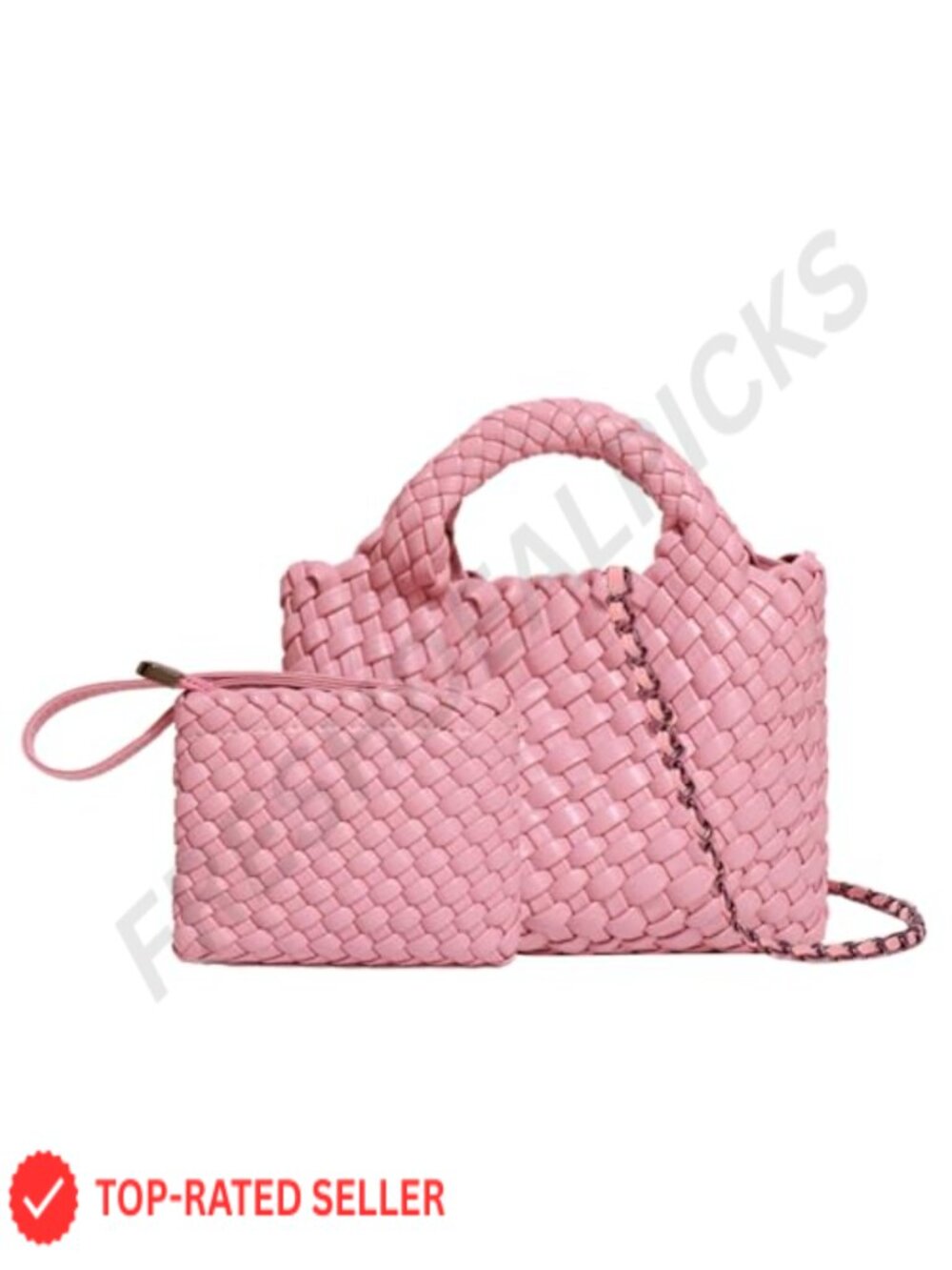 Woven Tote Satchel Handbag with Coin Purse, Foldable Vegan Leather Crossbody,
